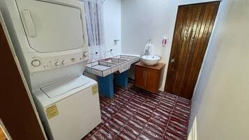 Shower, towels, soap, shampoo