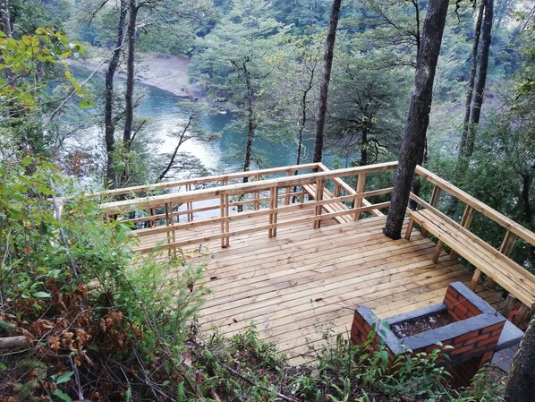 House, 2 Bedrooms, Smoking, Balcony | Terrace/patio - Wonderful Rustic Cabin 2, With Native Logs, on the Banks of the Trancura River (Pucón)