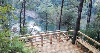 Wonderful Rustic Cabin 2, With Native Logs, on the Banks of the Trancura River