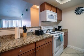 Microwave, dishwasher, coffee/tea maker, toaster