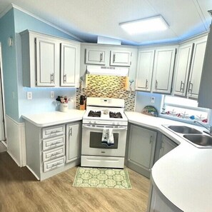 Fridge, microwave, stovetop, dishwasher