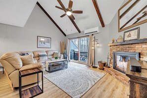 TV, fireplace, DVD player, foosball