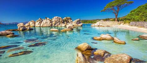 Plage à proximité, chaises longues