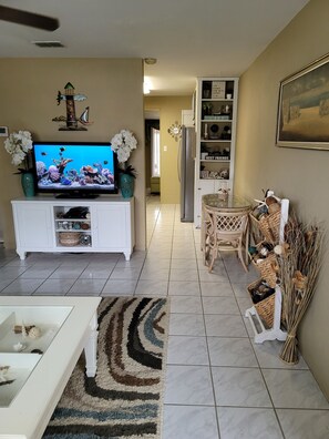 Living room into kitchen view