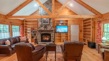 Smart TV, fireplace, video games, books