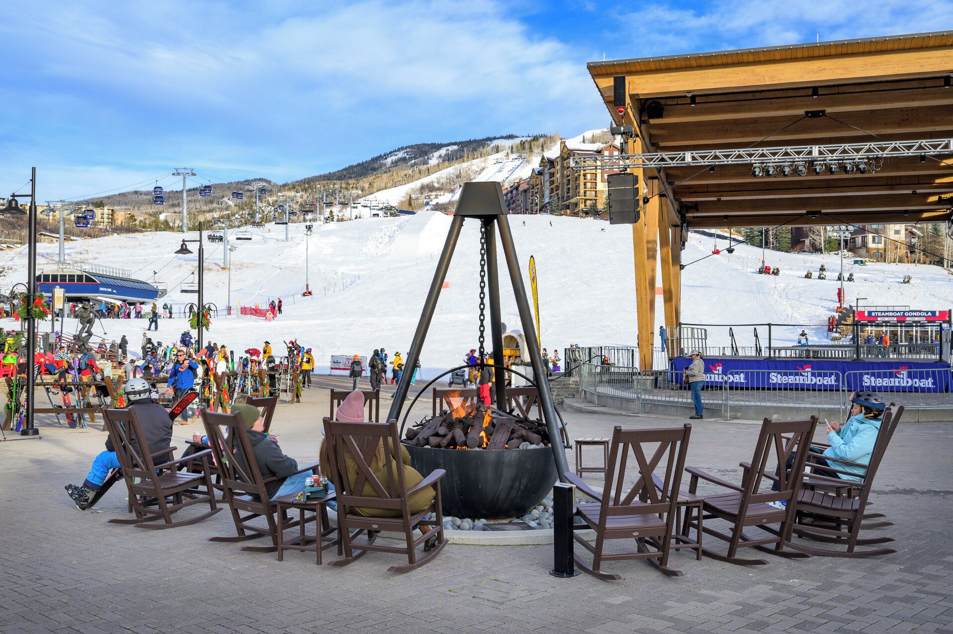 The Range food hall, gondola, and ice skating rink