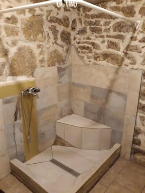 Bathtub, hair dryer, towels