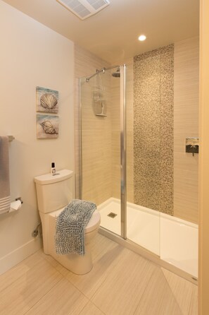 Ensemble douche/baignoire, sèche-cheveux, serviettes fournies