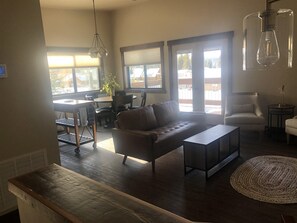 TV, fireplace, DVD player, books
