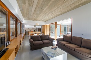 Living area - Villa “Ses Alzines” with Sea View, Pool, A/C, Wi-Fi, Balcony, Garden & Terrace (Sant Lluís)