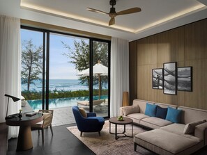 วิลล่า, 1 ห้องนอน (Seafront) | เครื่องนอนระดับพรีเมียม, เตียงเมมโมรีโฟม, มินิบาร์