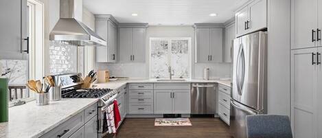 Kühlschrank, Mikrowelle, Herdplatte, Geschirrspüler