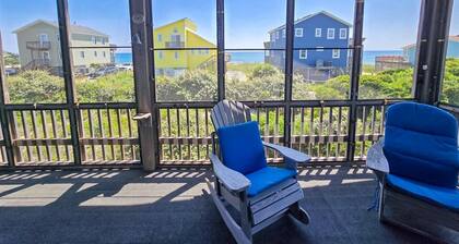 Semi OF, Hot Tub, Great Views, Comfortable, Large screened deck, no roads to cross to get to beac...