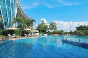 Desk, laptop workspace, blackout curtains, iron/ironing board