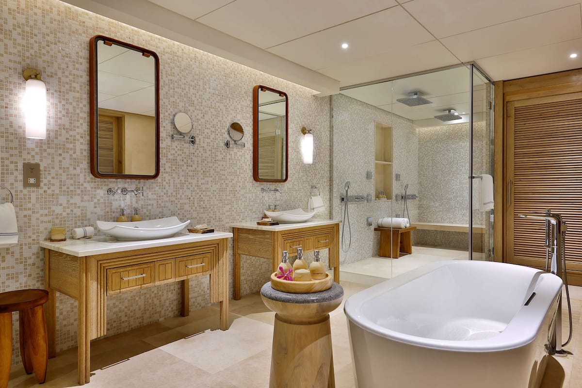 free toiletries, hair dryer, bathrobes, slippers