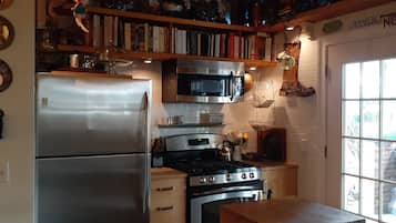 Großer Kühlschrank, Mikrowelle, Ofen, Herdplatte