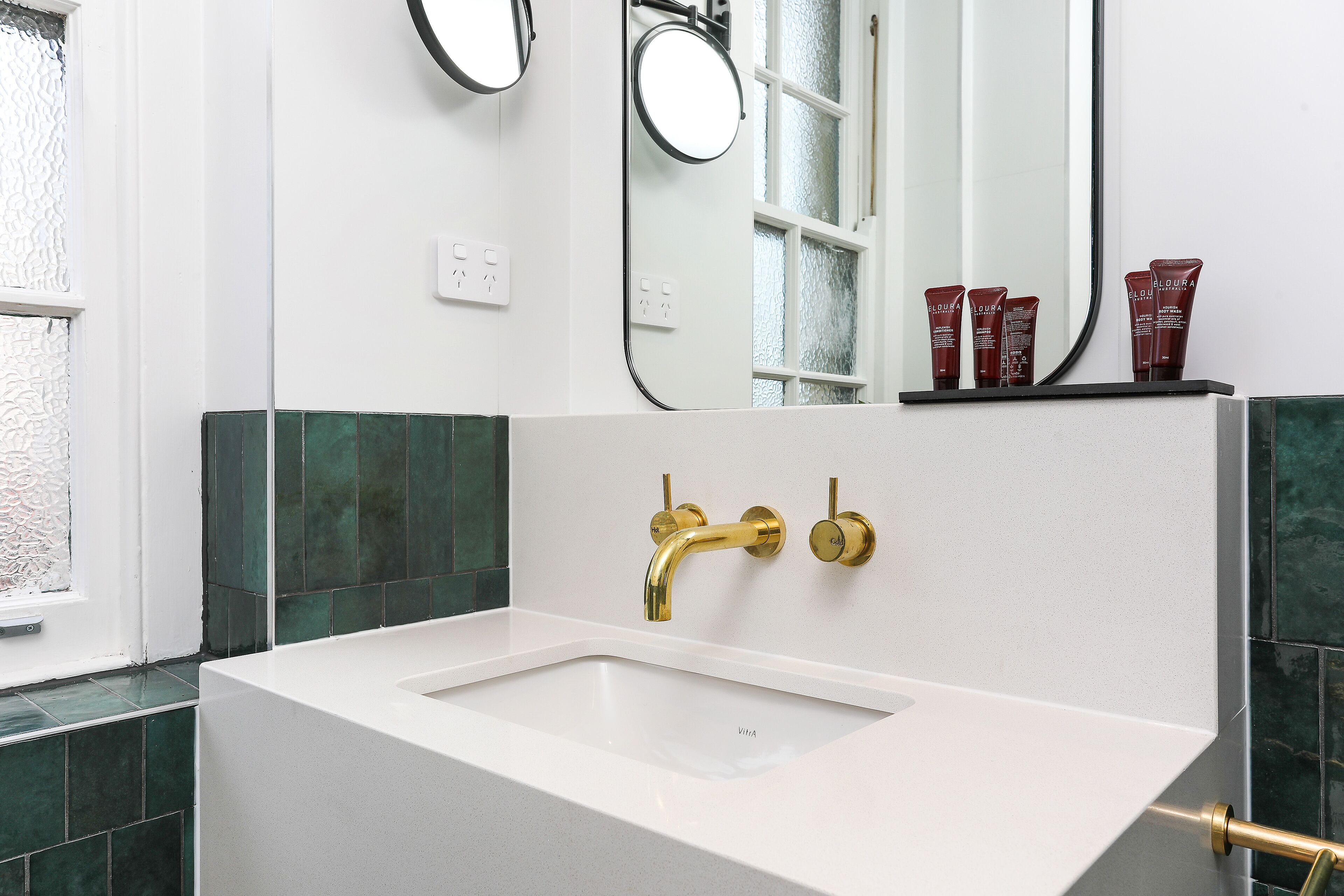 shower, rainfall showerhead, hair dryer, towels