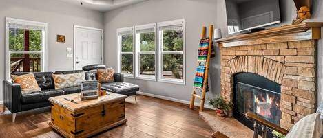 TV, fireplace, offices