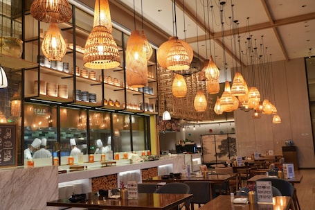 Fusion cuisine, garden views