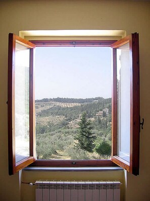 Vue sur la campagne depuis l’hébergement
