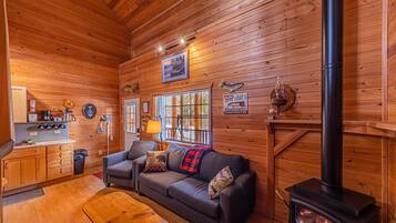 Flat-screen TV, fireplace, video games, table football