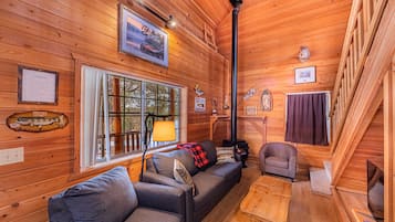 Flat-screen TV, fireplace, video games, foosball