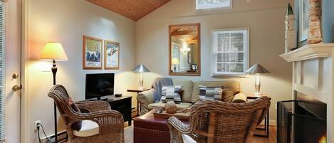 Fireplace, DVD player