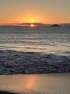 Perto da praia, espreguiçadeiras 