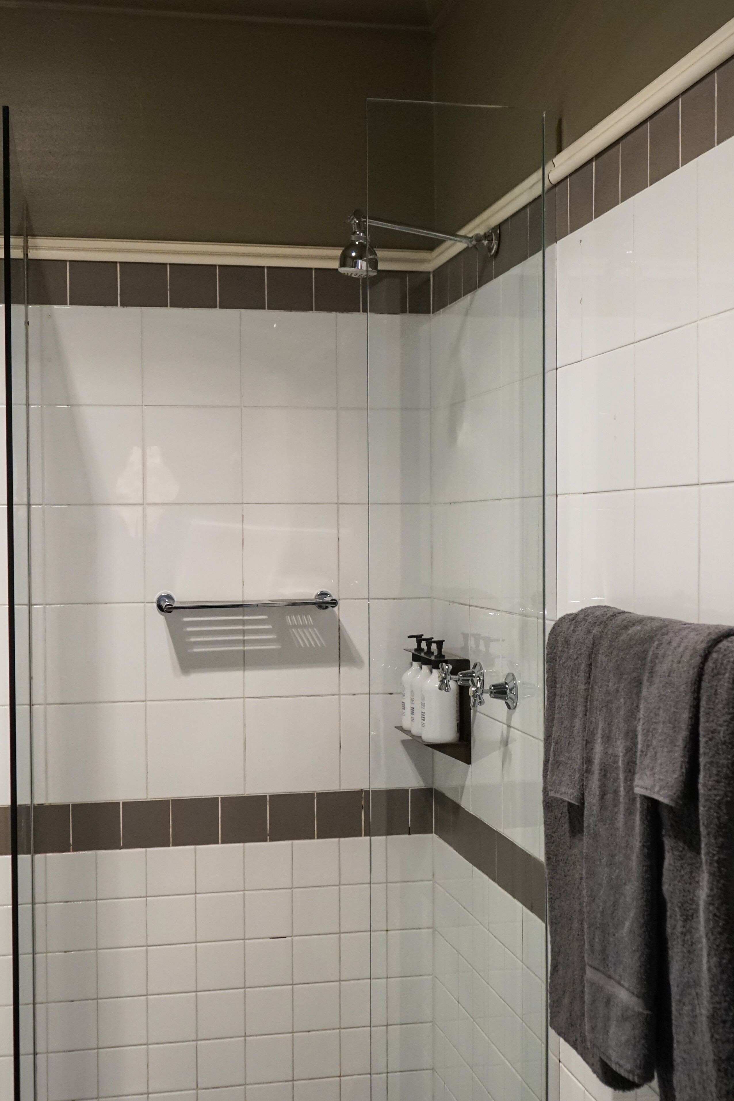 superior queen | bathroom | shower, hair dryer, towels, soap