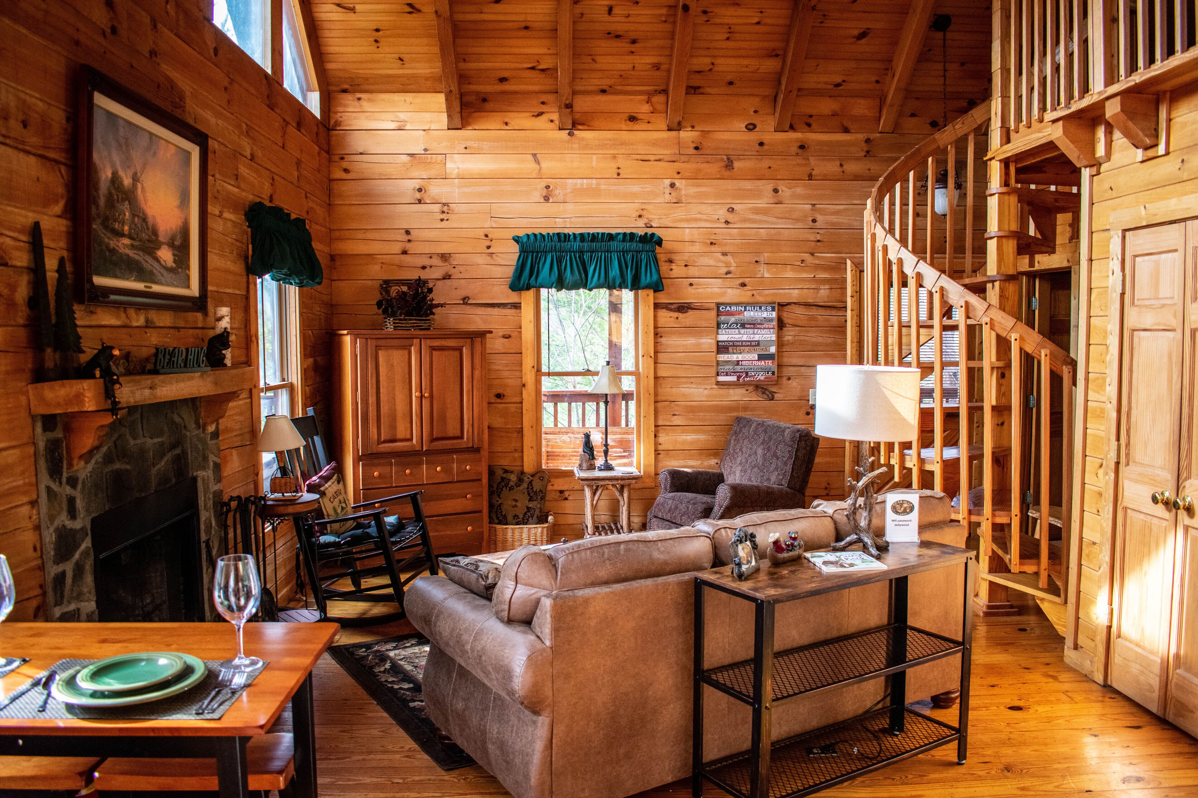 Smart TV, fireplace, DVD player, books