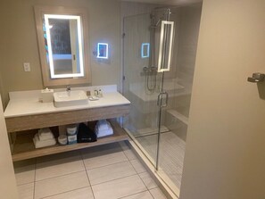 Haartrockner, HandtĂŒcher, Seife, Shampoo