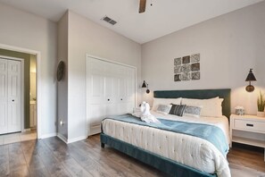 2 bedrooms, iron/ironing board, travel crib, WiFi