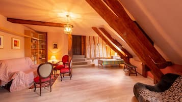 Televisor, llar de foc i taula de tennis de taula