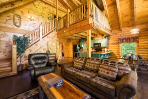 Smart TV, fireplace, video games, DVD player