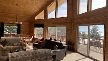 Smart TV, fireplace, foosball