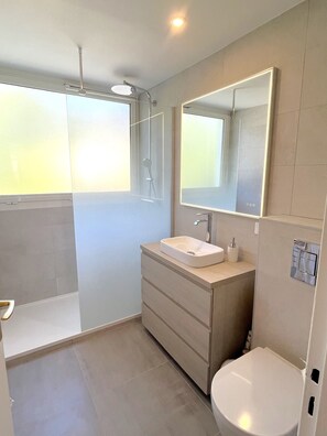 Ducha, secador de pelo, toallas