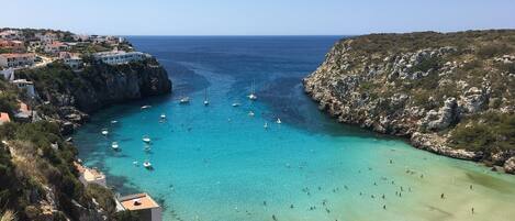 Beach nearby, sun loungers