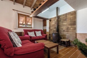 Televisie, een open haard en een dvd-speler