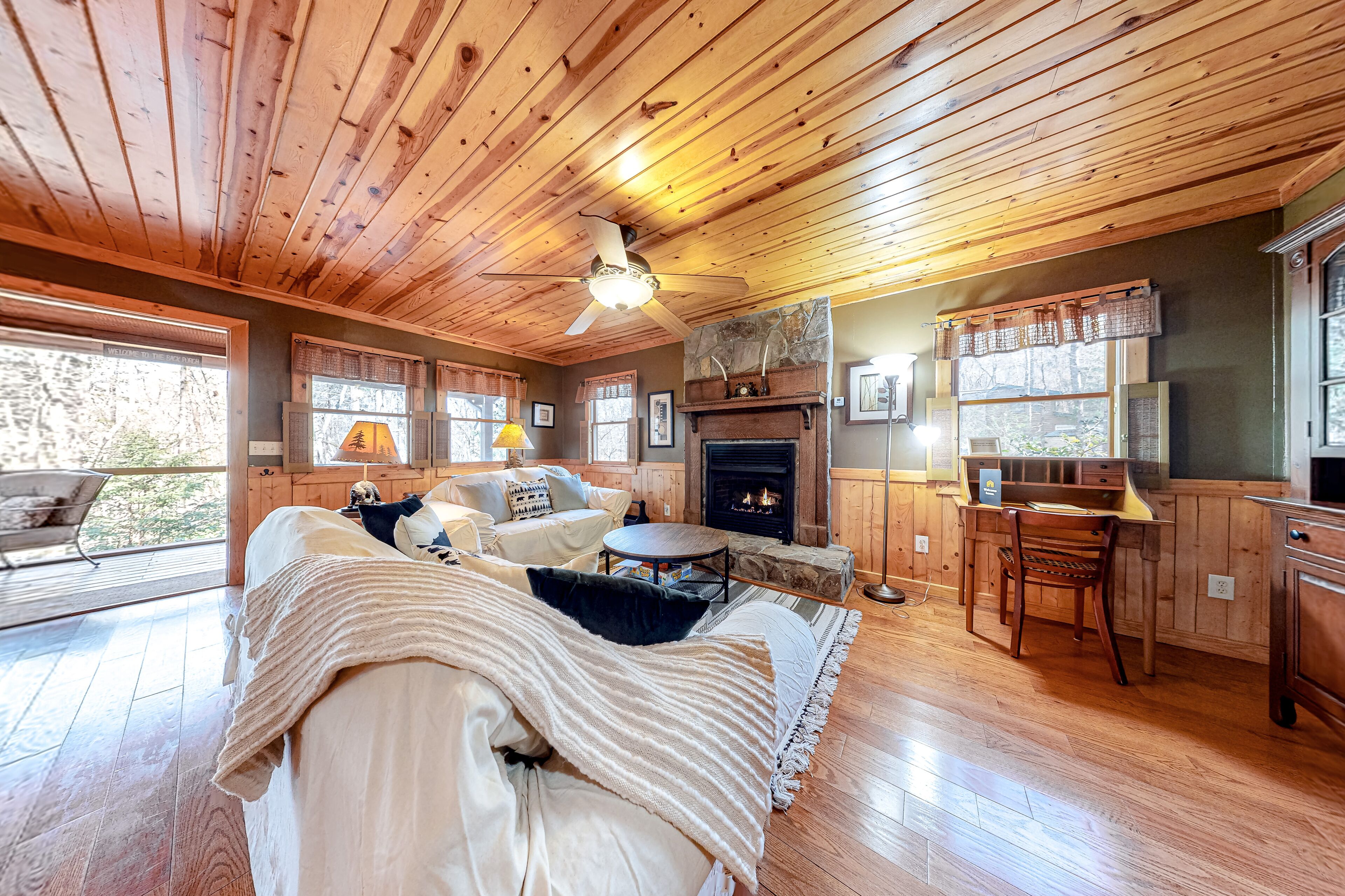 Secluded dog-friendly cabin with WiFi, gas fireplace, & a furnished deck