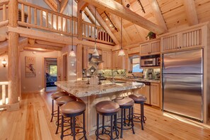 Fridge, microwave, oven, stovetop - Lodgepole by Tahoe Getaways - Tahoe Donner 3BR w Hot Tub & HOA (Truckee)