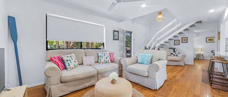 Smart TV, DVD player, books