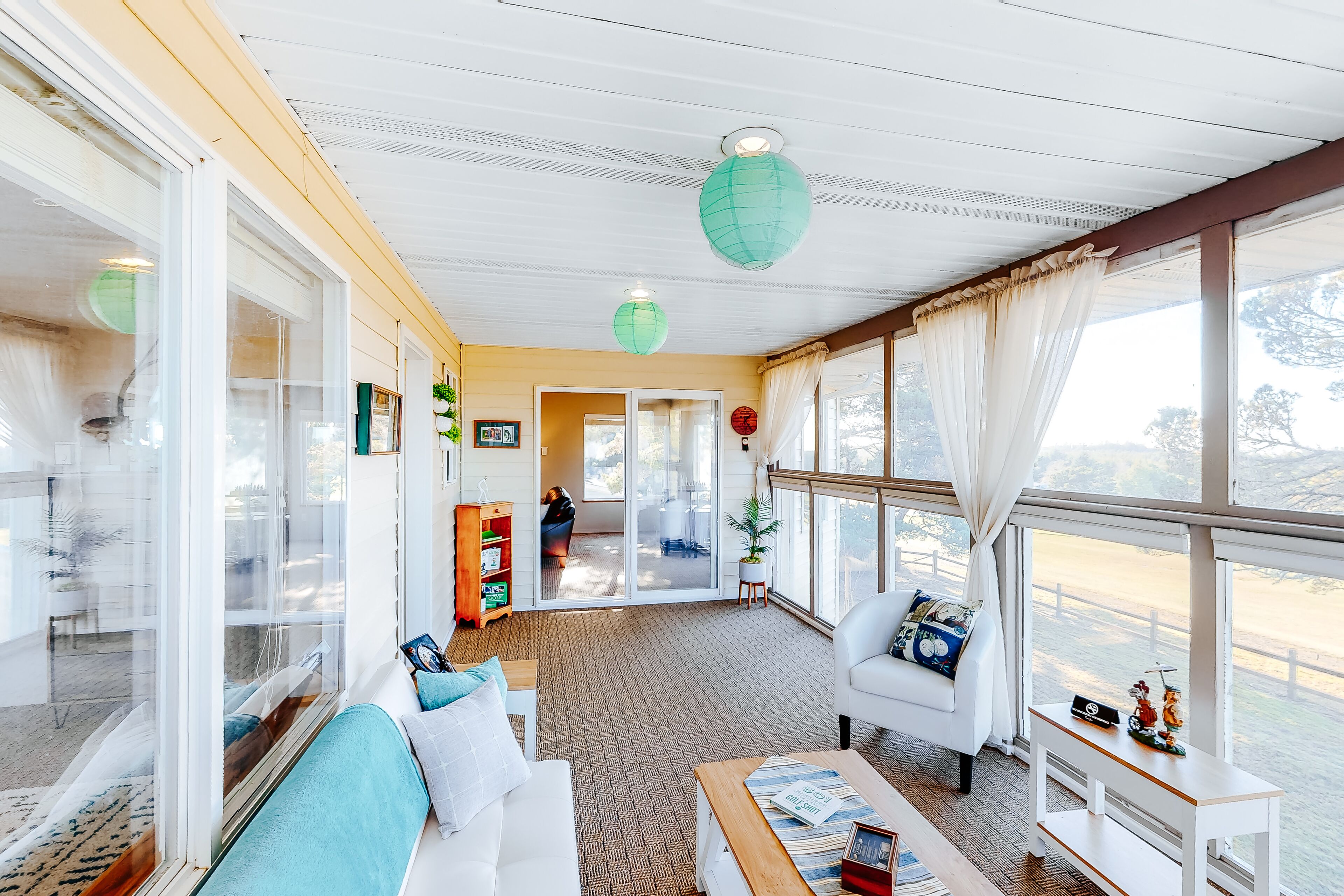 Een televisie, een open haard, een dvd-speler en een filmbibliotheek