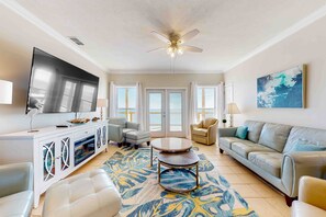 TV, DVD player, books