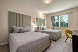 4 bedrooms, iron/ironing board, travel cot, WiFi