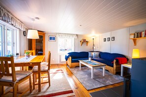 TV, DVD-spiller, bøker og filmbibliotek