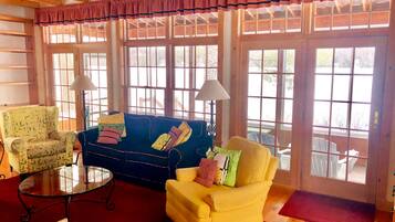 Premier House, 4 Bedrooms, Lake View, Lakeside | Living area | LCD TV, fireplace