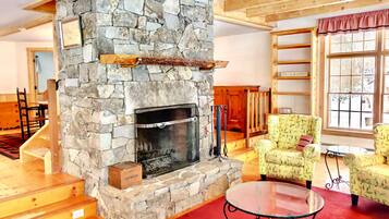 Premier House, 4 Bedrooms, Lake View, Lakeside | Living area | LCD TV, fireplace