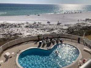 Outdoor pool, a heated pool - SPECTACULAR, TOTALLY RENOVATED 3 BEDROOM + CONDO ON BEACH, GORGEOUS GULF VIEWS  (Miramar Beach)