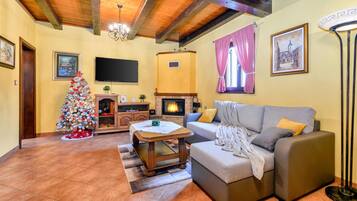 Smart TV, fireplace, stereo
