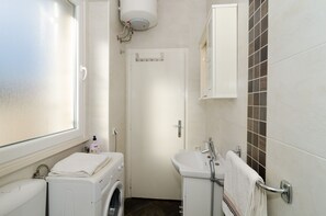 Apartment (Two-Bedroom Apartment with Terrace) | Badezimmer | Dusche, Handtücher